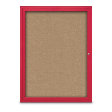 United Visual Products Slim Enclosed Corkboard, 18"x24", Satin Alum Frame/Surf UVEB1824-SATIN-SURF